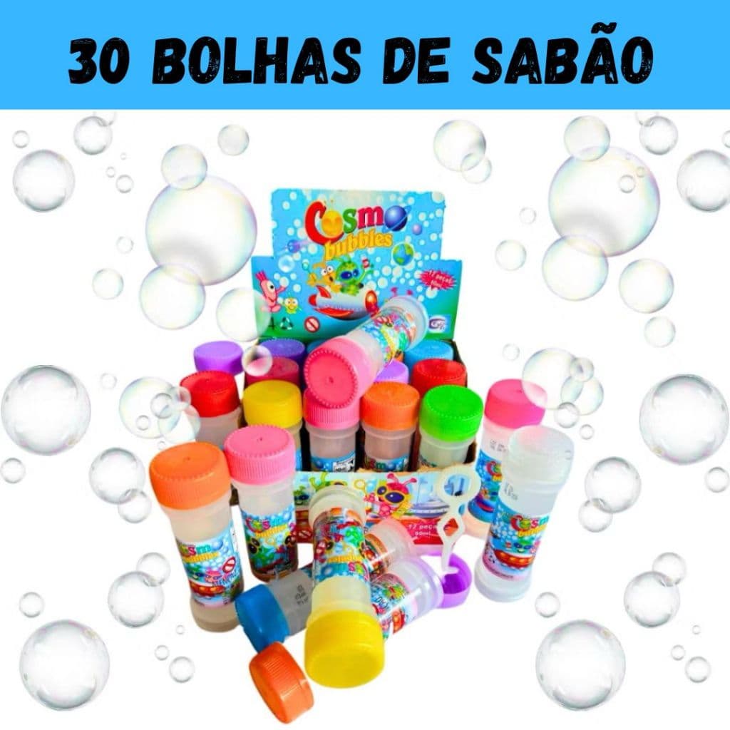 30 Bolha de Sabão Bolinha de Sabão p/ Kit Festa Lembrancinha Infantil Brinquedo