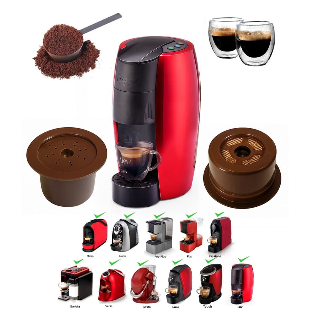 3 Cápsula Três Corações Recarregáveis Reutilizáveis Com Colher - Todos os Modelos