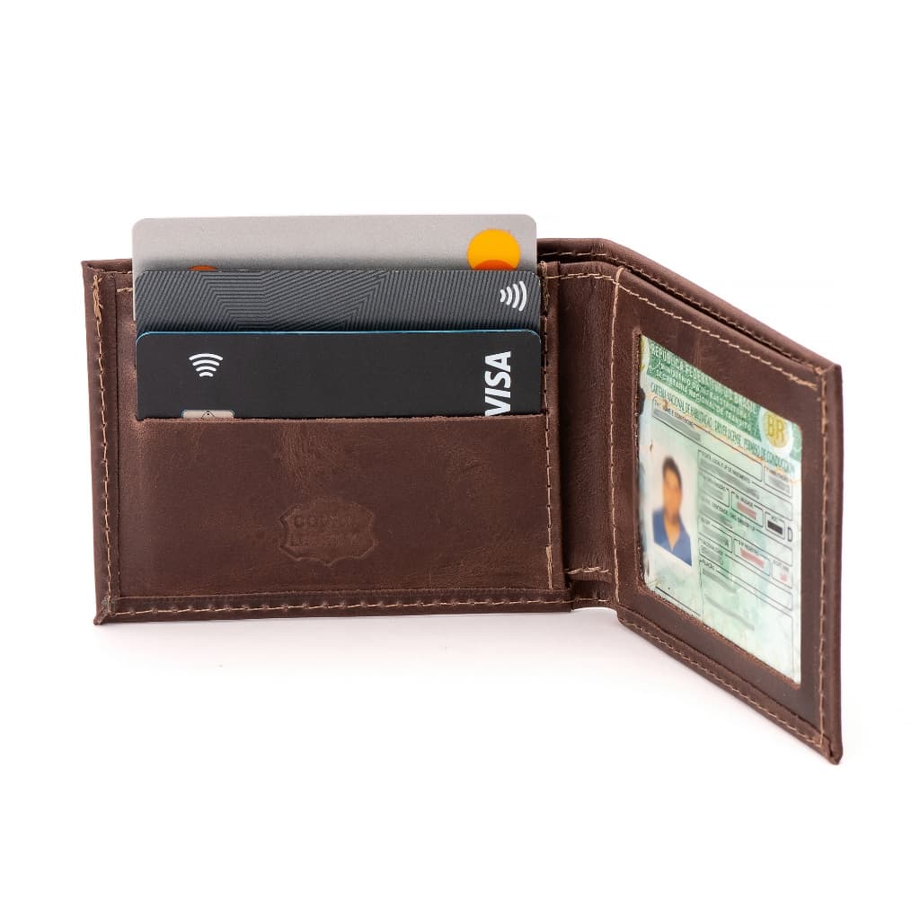 Carteira Masculina Slim De Couro Legitimo Compacta Moderna