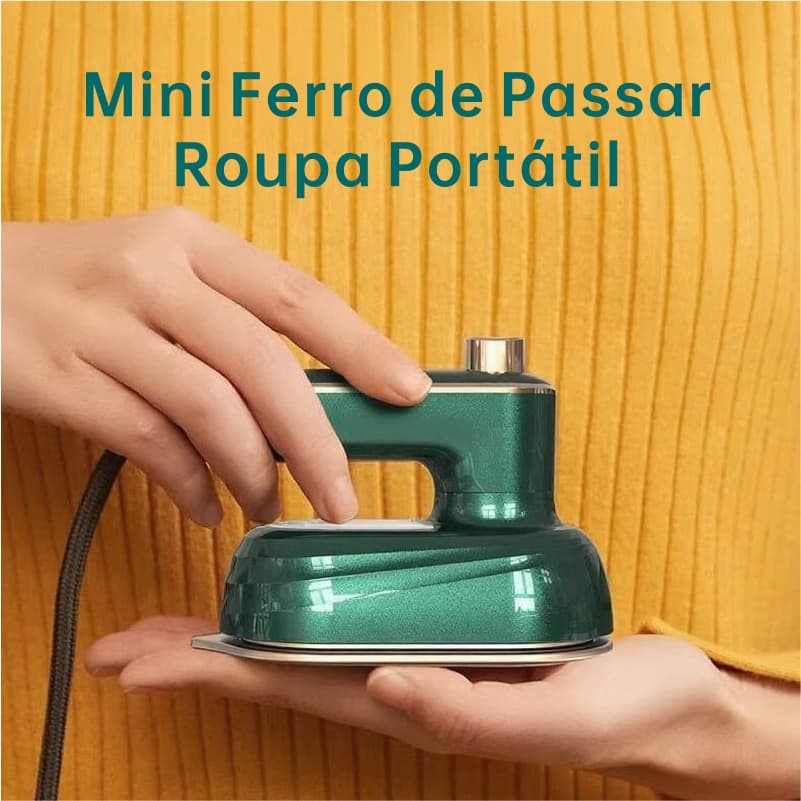 Mini Ferro de Passar Roupa Portátil Bivolt, Uso Doméstico e Viagem, 3 Funções (Plana/Vapor/Fixação)