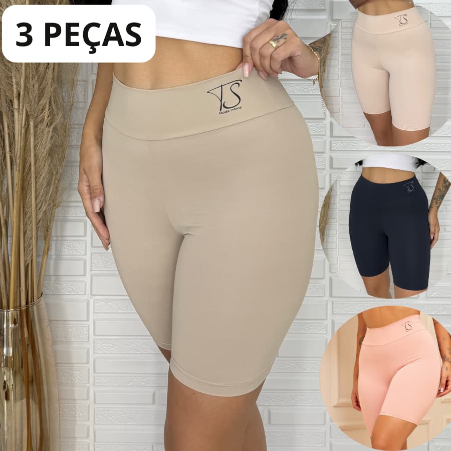 Kit 3 Short Segunda Pele Anágua Bermuda Cintura Alta Confortável de Segurança Lingerie Não Marca
