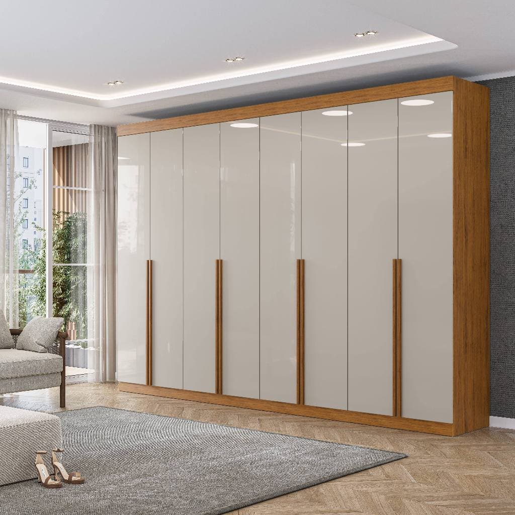Guarda Roupa Casal Versa 8 Portas 4 gavetas com Puxadores em MDF – Grande, Sofisticado e Funcional