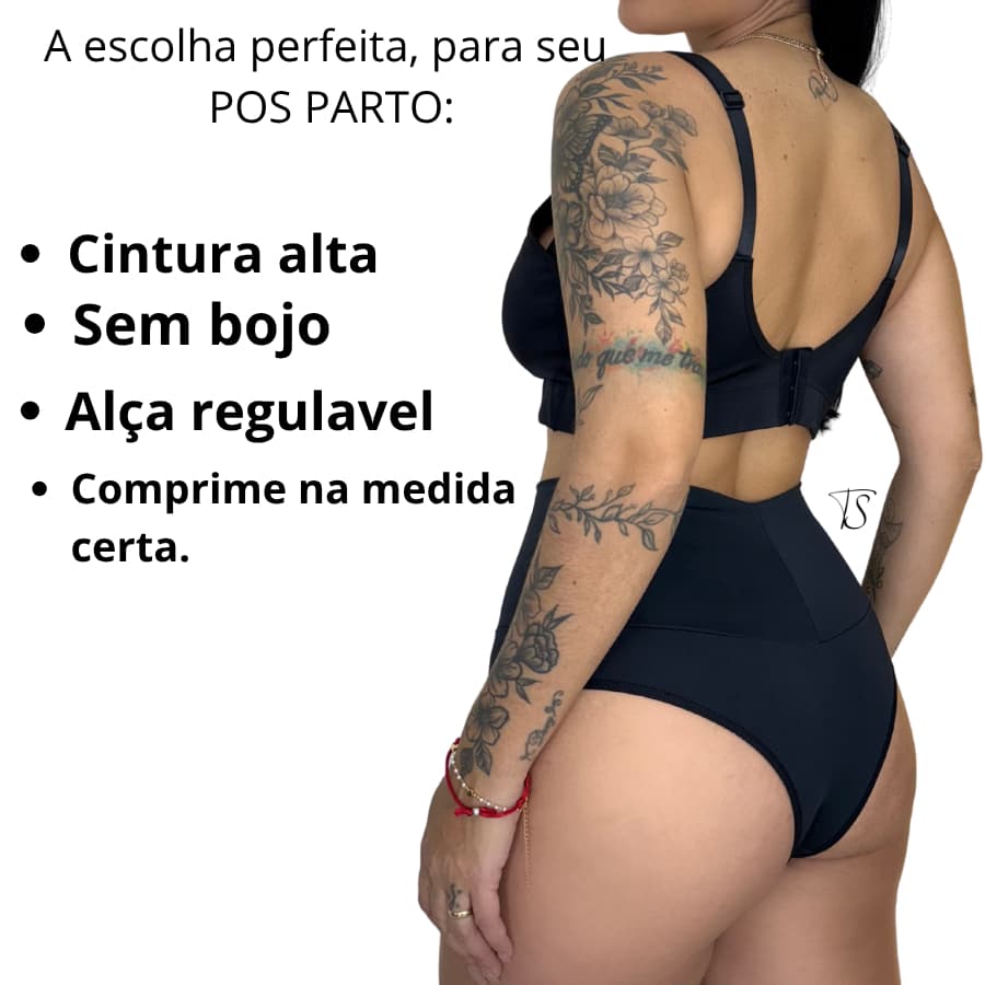 1 Conjunto Calcinha Pós Parto Cintura Alta e Sutiã Amamentação Confortável Gestante Maternidade