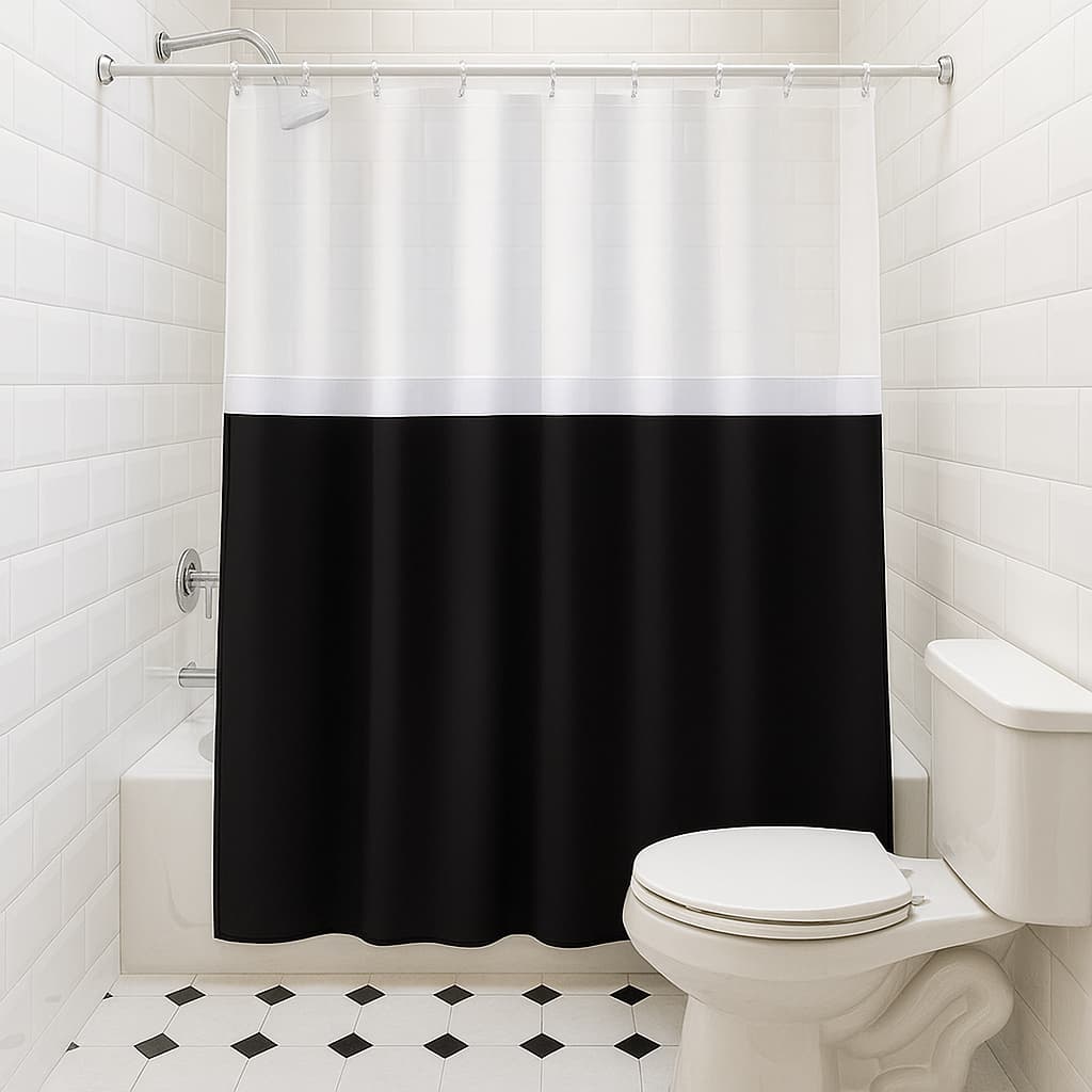 Cortina Box Banheiro com Visor 100% PVC Para Antimofo Com Ganchos Estampada ou Lisa