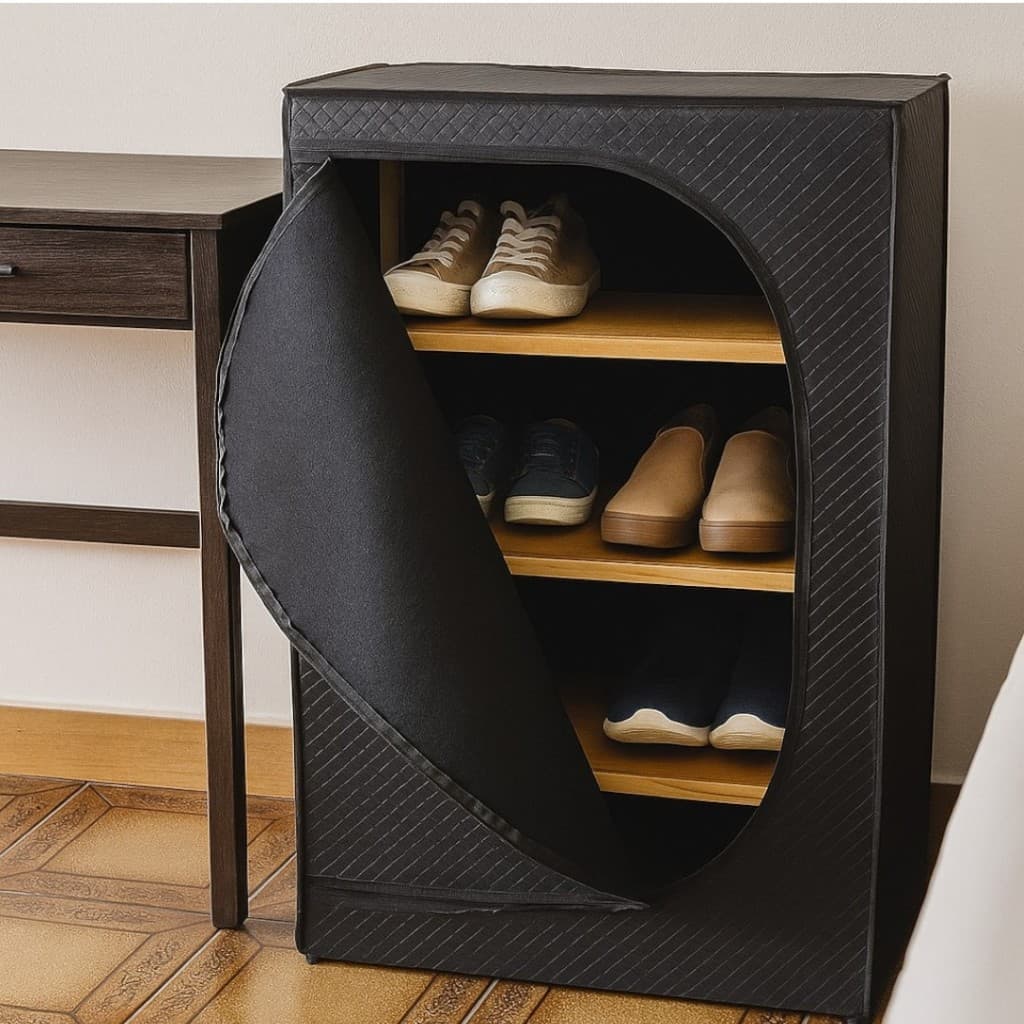 Sapateira Corino com 4 Prateleiras Ziper Big Grande Casal Para Quartos Lisa e Estampada