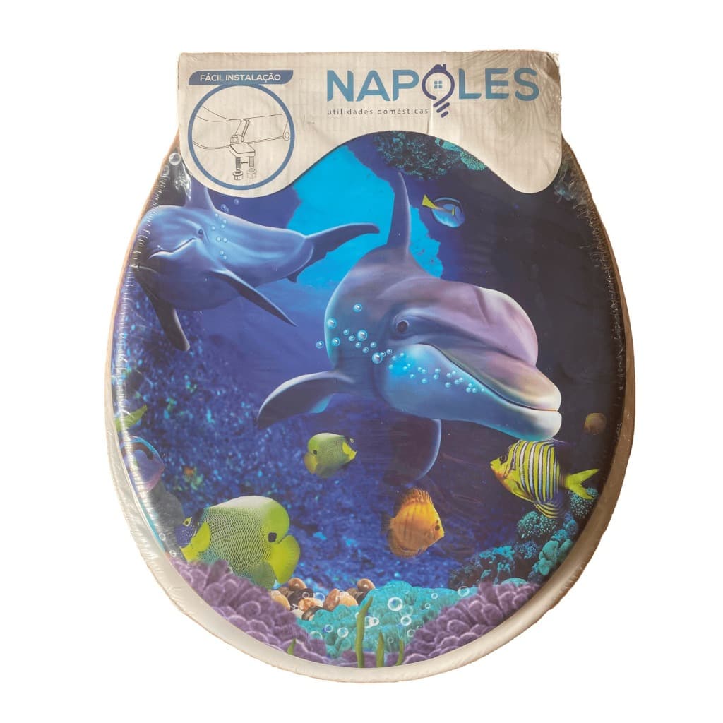 Assento Sanitário Almofadado Estampa Animais Aquáticos Oval/Universal Top