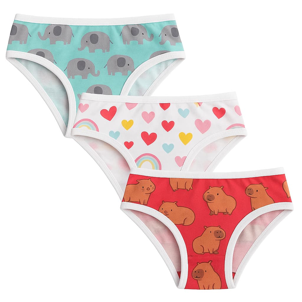 Kit 4, 6, 8 e 10 Calcinhas Infantis Para Meninas De 2 a 9 anos Forro 100% Algodão