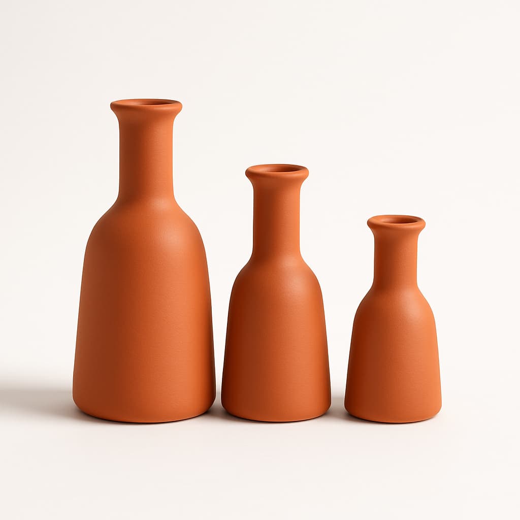 Kit Trio 3 Vasos Cerâmica  Decorativo Centro De Mesa Sala enfeite rack sala Cozinha Varias Cores