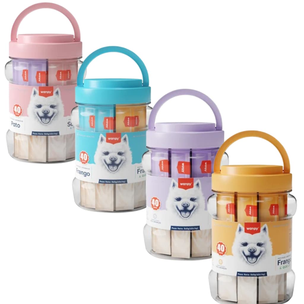 Petisco Wanpy  Creamy  Para Cães Pote Com 40 tubos 560g