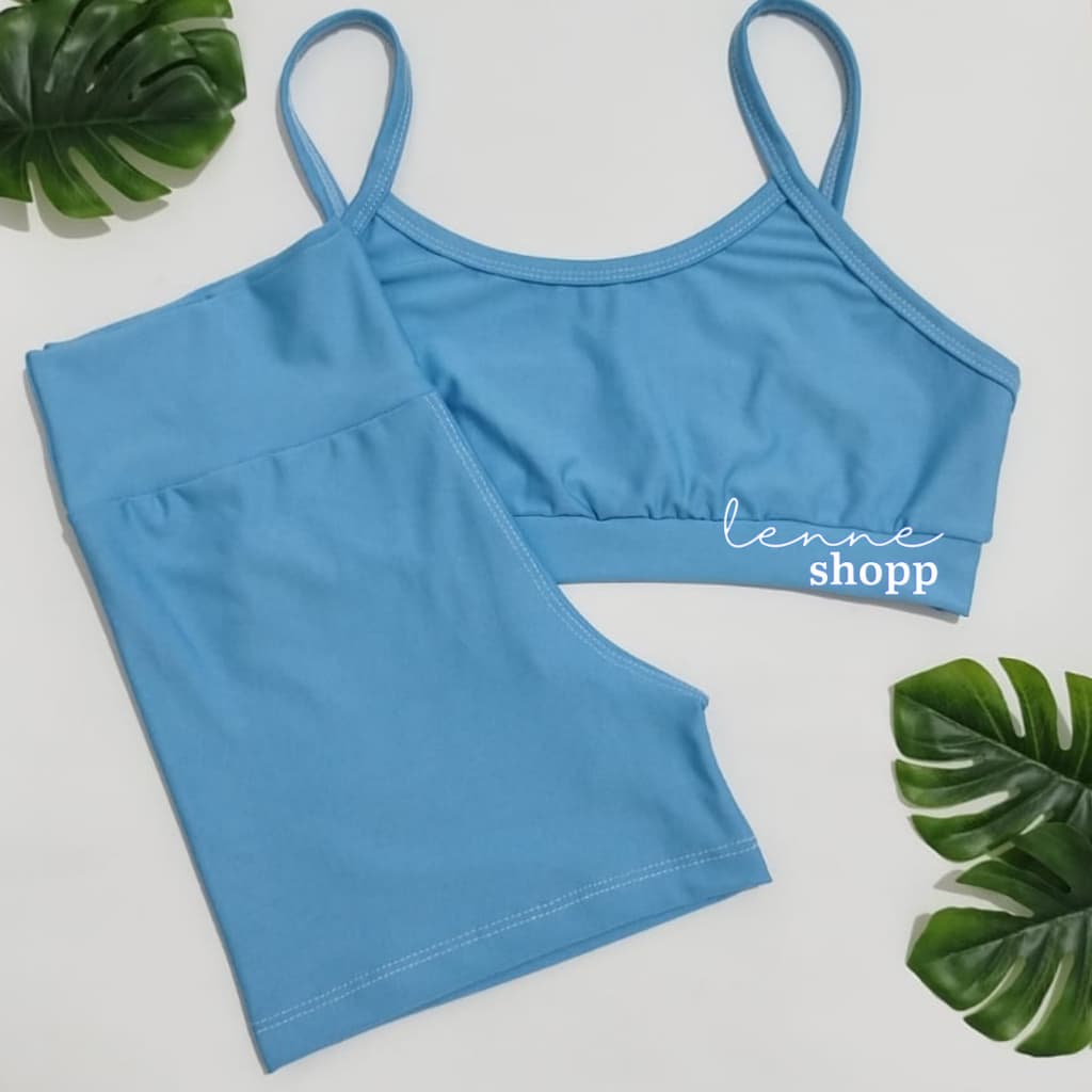 Conjunto Academia Fitness Short e Top Cintura Alta Moda Fitness LISOS