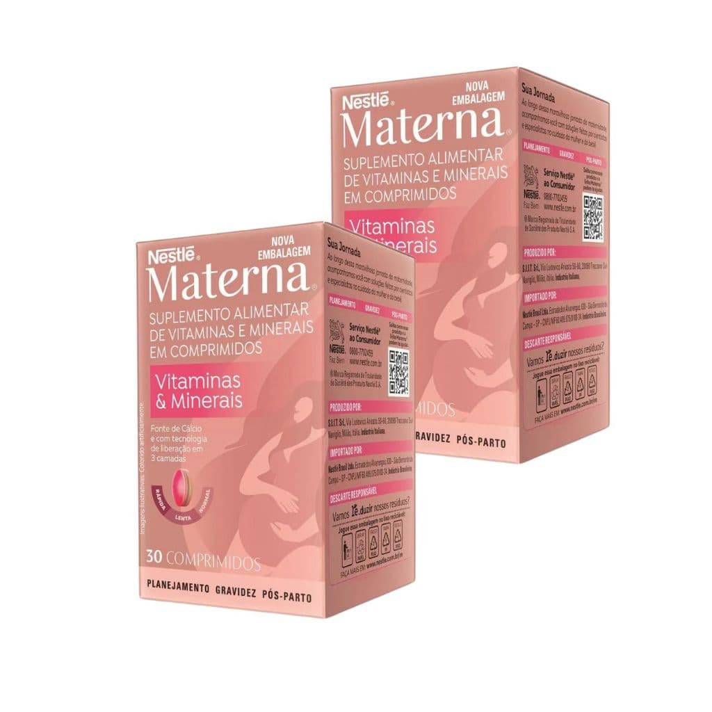 Kit 2 Nestlé Materna Vitamina Para Gestantes 30 Comprimidos