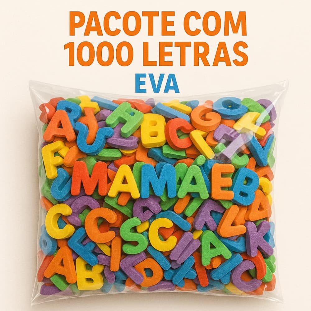 Kit Alfabeto em EVA com 1000 Letras Coloridas  20 Alfabetos Completos Educativo Infantil