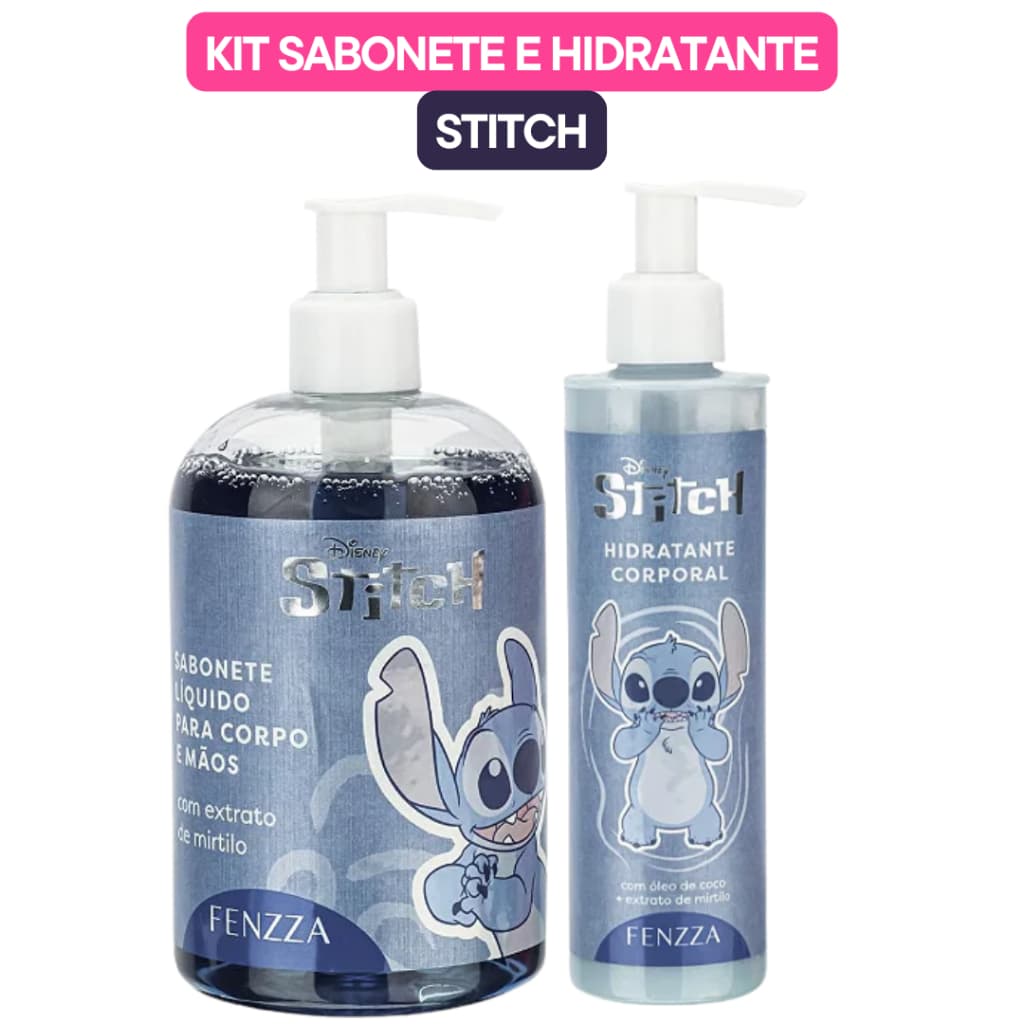 KIT STITCH - SABONETE E HIDRATANTE FENZZA - Hidratante Corporal 220mL + Sabonete Corporal e Mãos 550mL