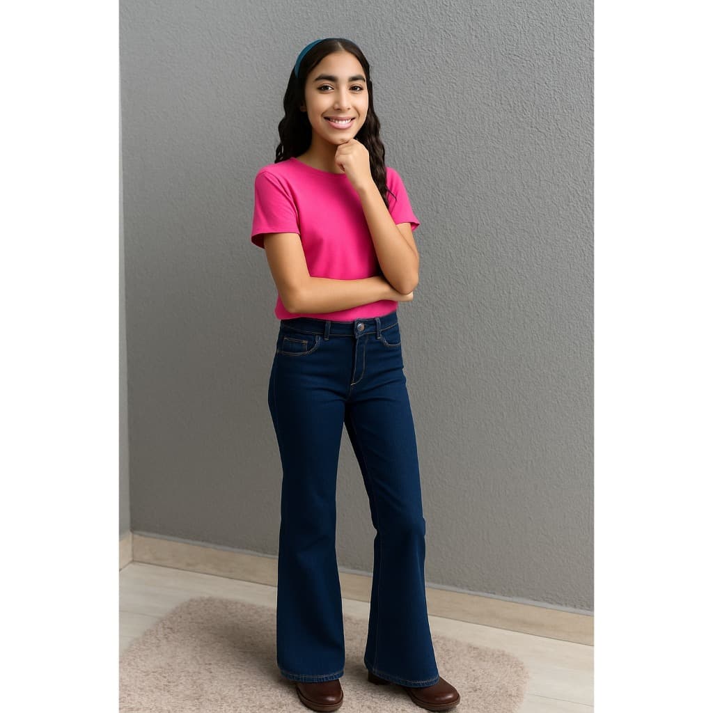 Calça Flare Boca de sino Boiadeira Infantil Feminina Modelagem cos alto