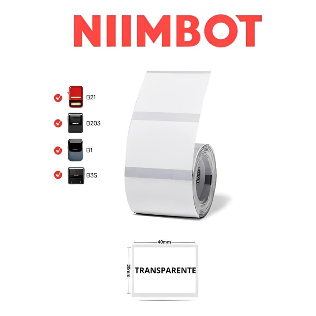 Rolo Etiqueta Original Niimbot B1 / B21 Transparente 40x30