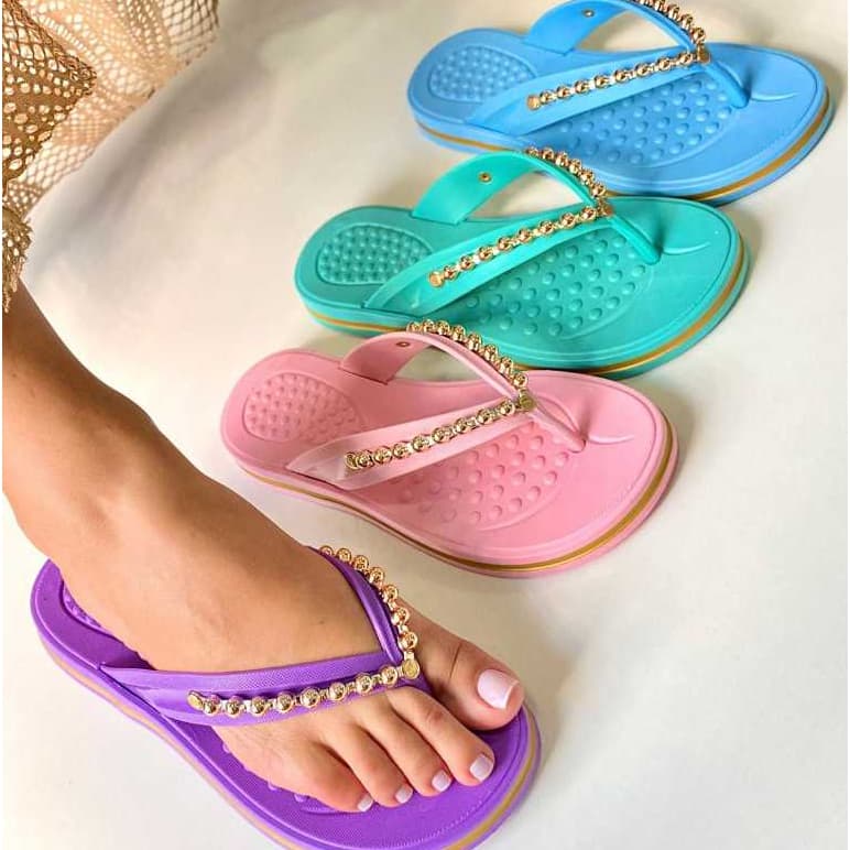 Chinelo Feminino Adulto Sandália Ortopédica Confortável Sola Baixa Antiderrapante