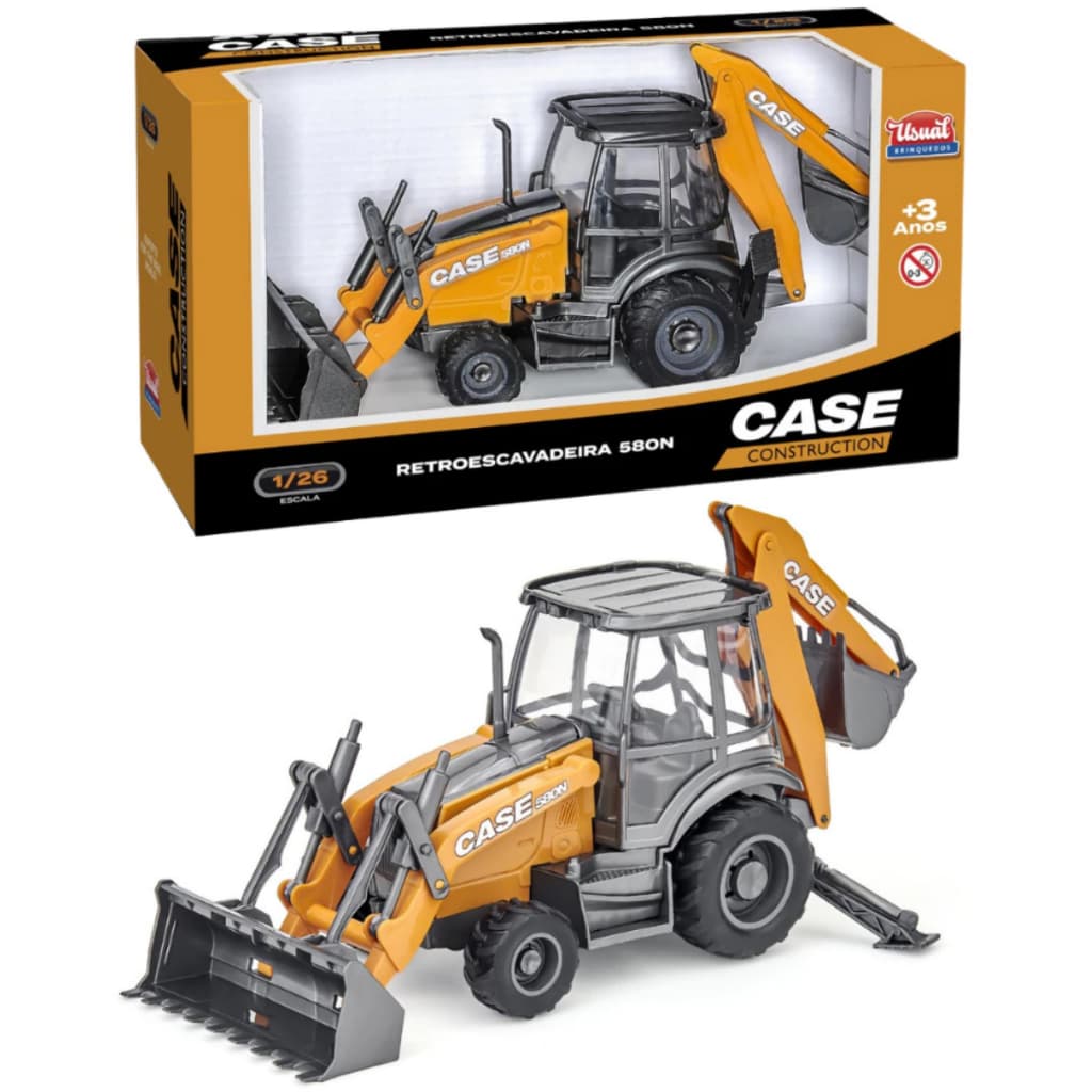 Trator Retroescavadeira Case Construction Réplica Original - Usual Brinquedos