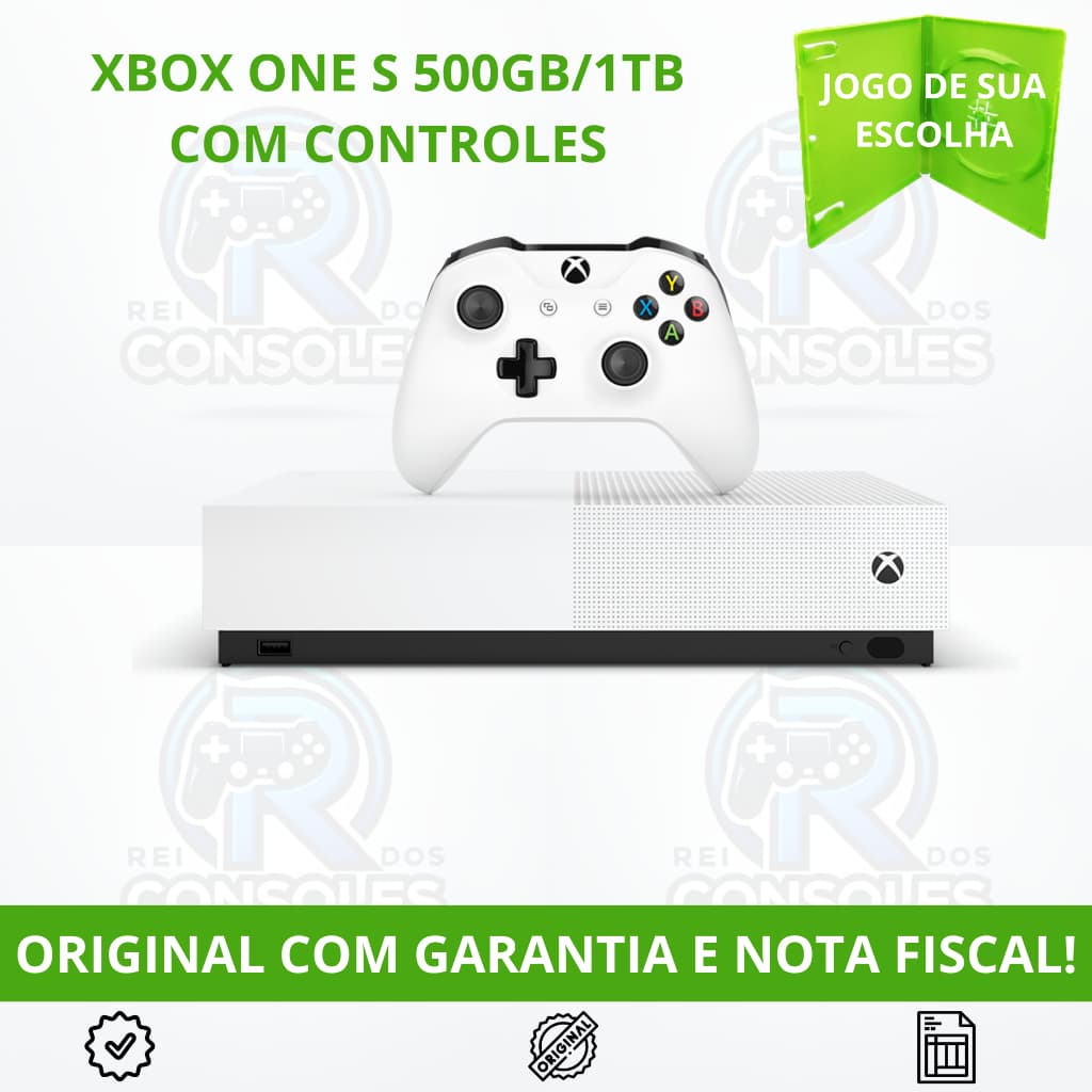 Xbox One S 500GB ou 1TB | 1 ou 2 Controles | Jogo Incluso | Garantia