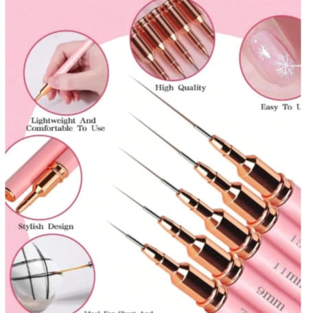 Kit Com 3/5 Conjunto de Pincéis de Linha de Arte de Unhas, Pincel Fino de Linha, Pincel de Pintura