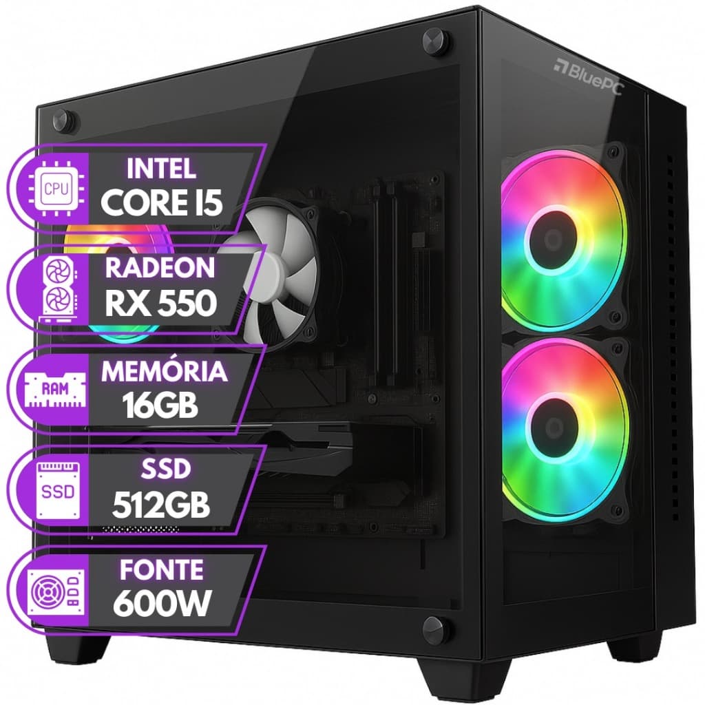 PC GAMER BLUEPC RUSH - INTEL CORE I5 16GB RAM RADEON RX 550 4GB SSD 512GB - PGBP-RUS1015