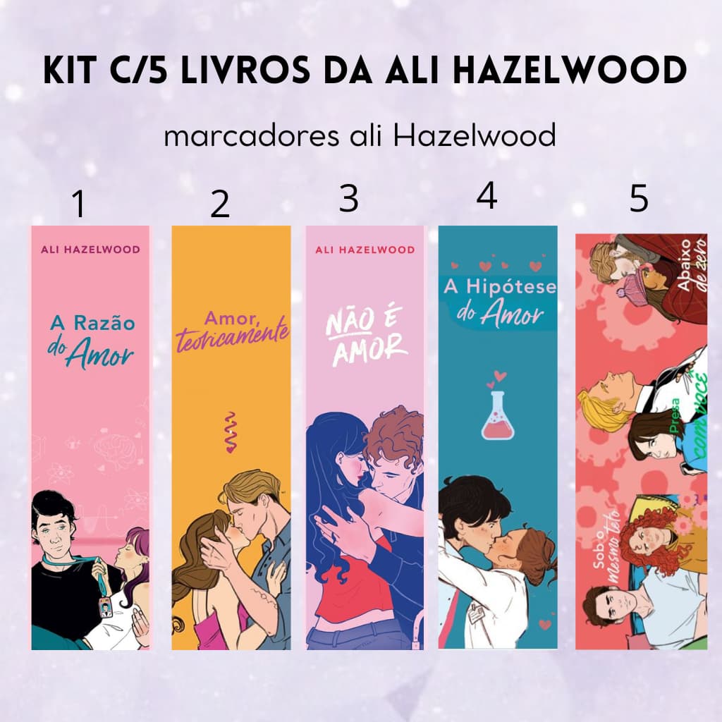 kit c/5 marcadores de página Ali Hazelwood plastificado com ou sem tassel
