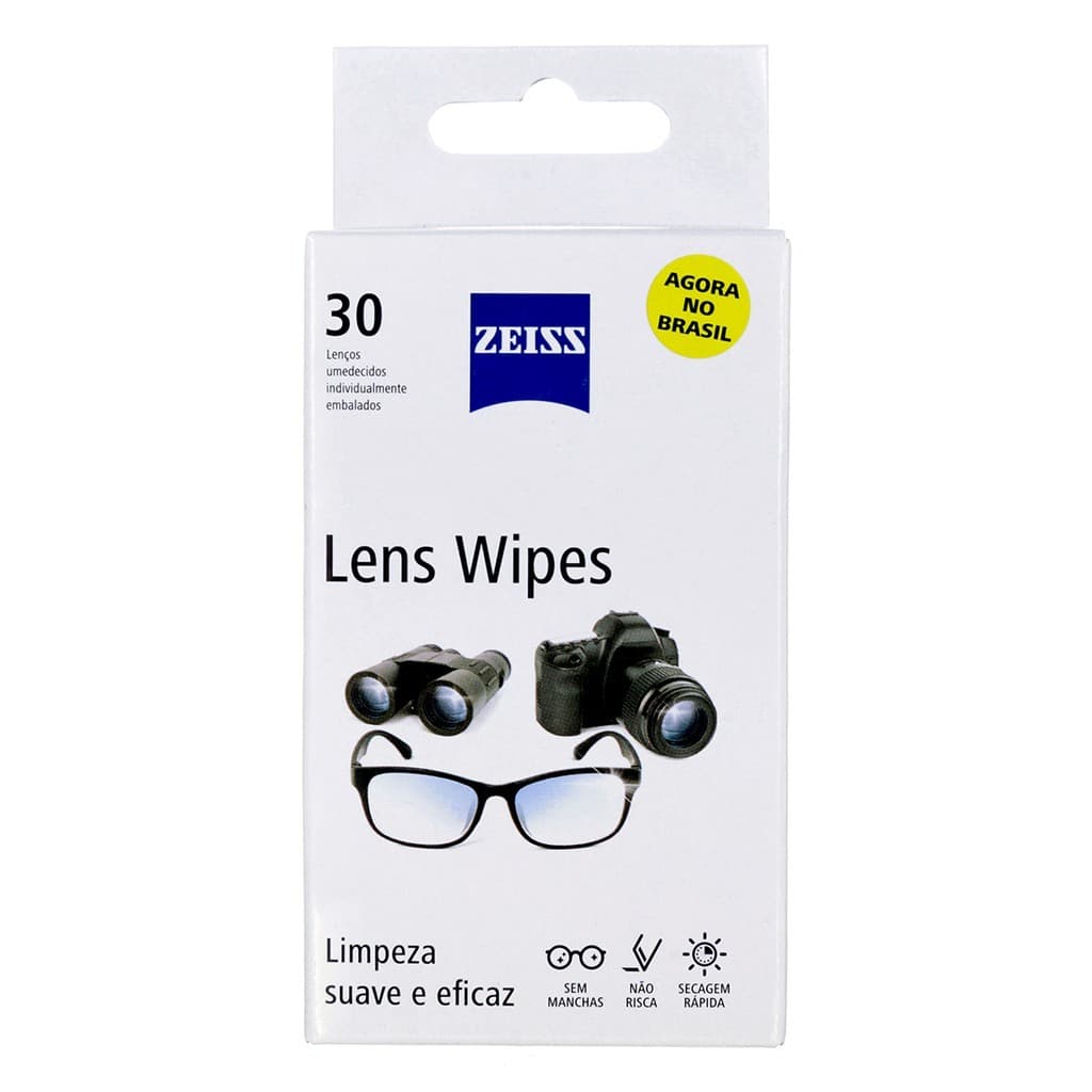 Lens Wipes Zeiss 30 Unidades. Para Óculos, Celular e Câmera. Preço Promocional. Lenço Limp