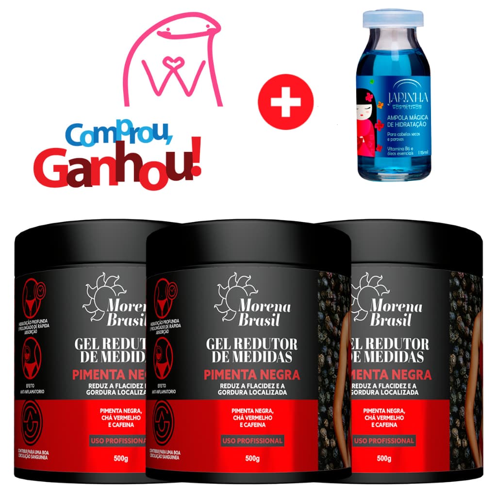✨ Kit 3X Gel Redutor de Medidas Pimenta Negra | Morena Brasil