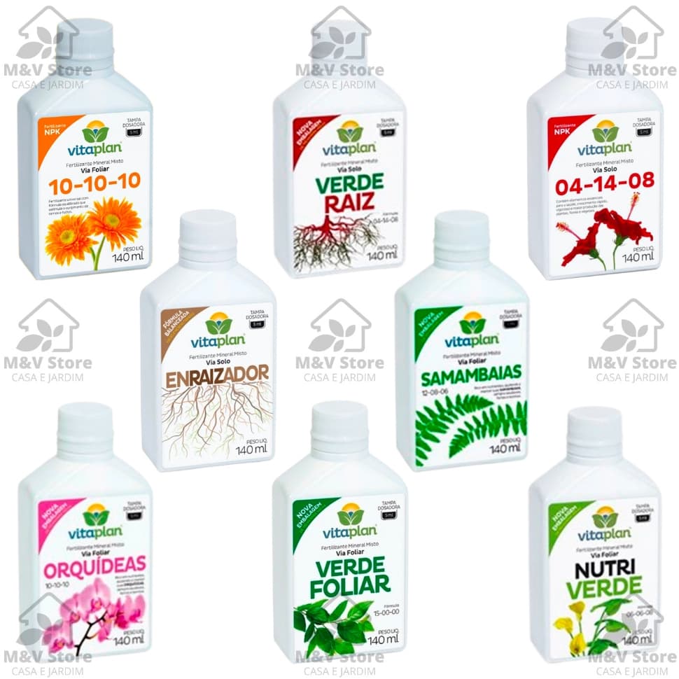 Fertilizante Adubo Liquido 140ml NPK Via Foliar Solo Plantas Flores Frutos Orquídea Samambaia Verde