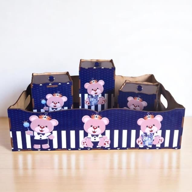 Bandeja Kit Higiene Bebê Adesivado 4 Peças