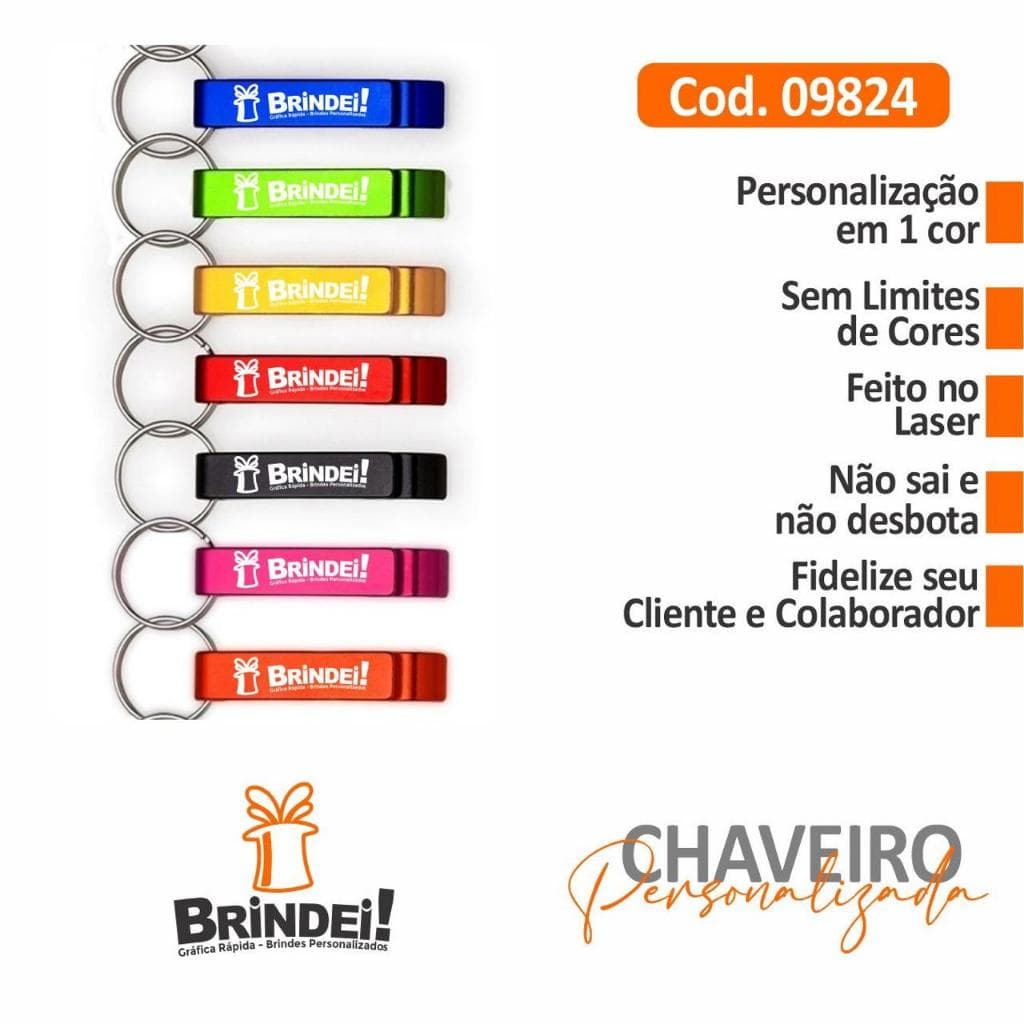 Kit 20/30/50/100 Chaveiros Abridor Personalizado Gravado Marca Logotipo