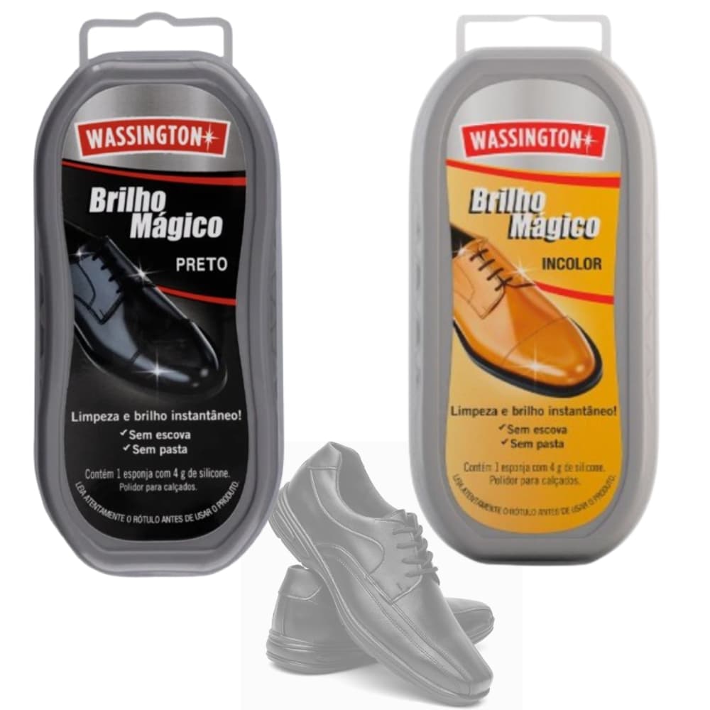 Esponja Brilho Mágico para Sapatos Bolsas Carteiras Cintos Masculino e Feminino Preto e Incolor