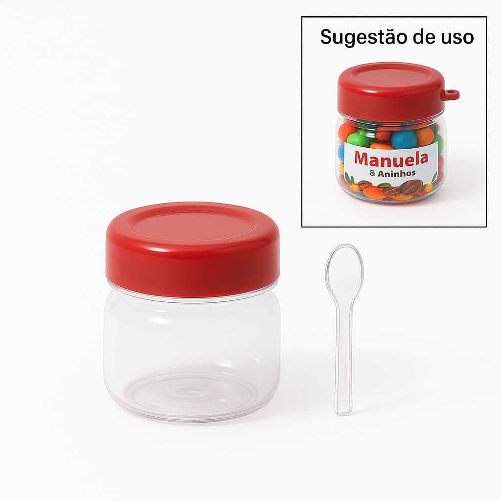 Kit 10/20/30/40/50 Potes Papinha 40ml com colher - p/ Brigadeiros, Mel, nutella avelã Lembrancinhas.