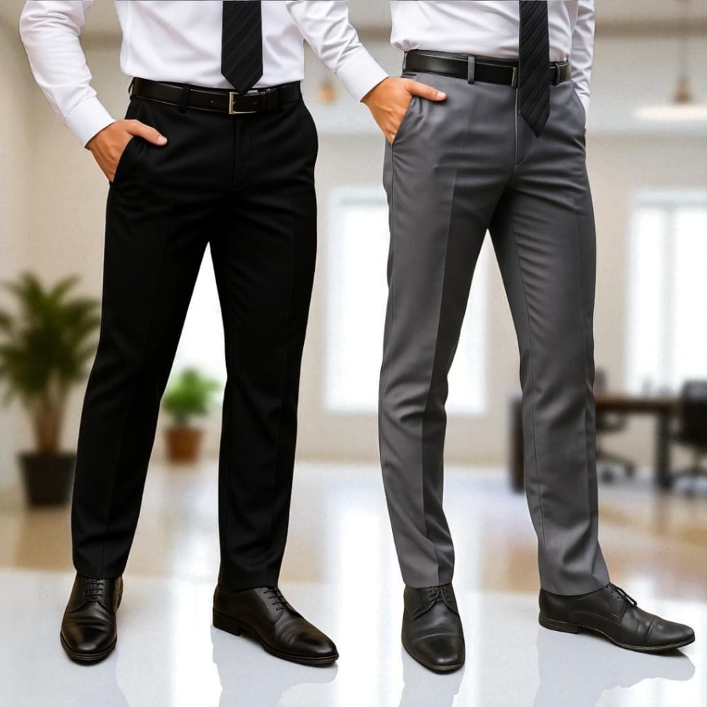 Calça Social Masculina Slim Corte Italiano Preta e Cinza Oxford Calça Igreja Trabalho Advogado