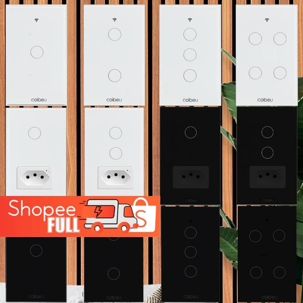 Interruptor Inteligente Tomada 1 2 3 4 Botao WiFi Touch Tuya Alexa Google Smart Life