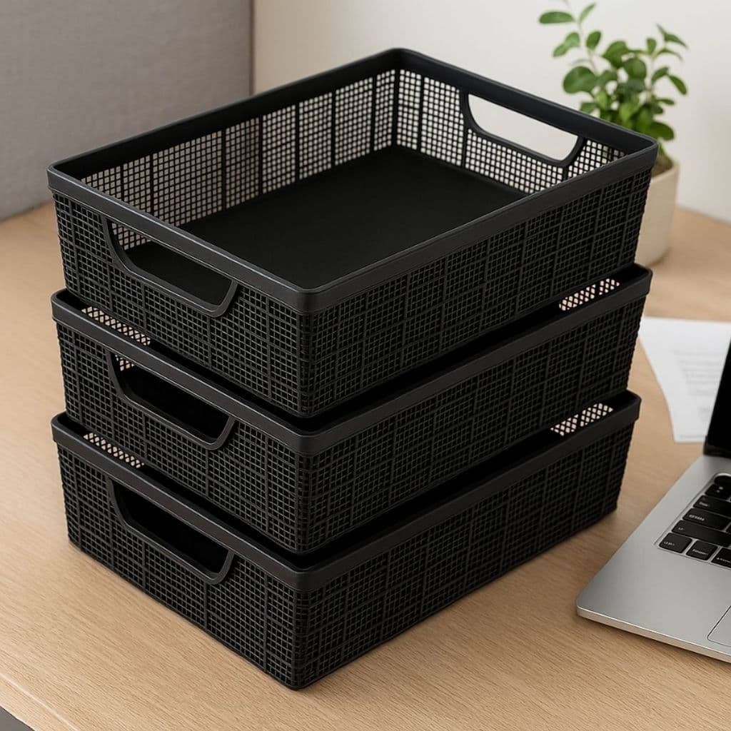 Kit 3 Cestos Organizadores Empilhável de Plástico 2 Litros Cozinha Banheiro Cozinha Jaguar