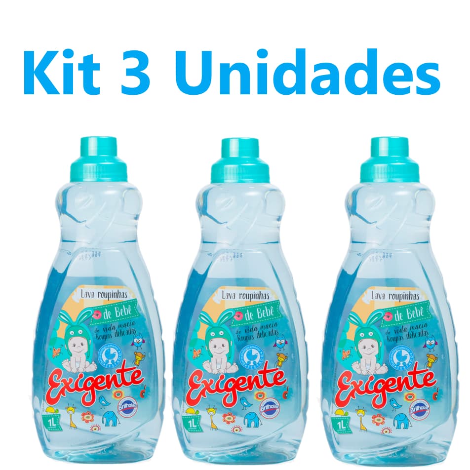 3 Lava Roupas de Bebê Exigente 1l Sabão Liquido para Roupas de Bebê Brilholac