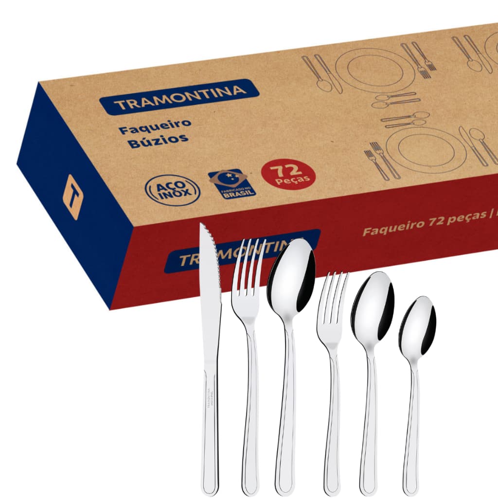 Faqueiro Tramontina Aço Inox Facas Churrasco Búzios 72 Peças
