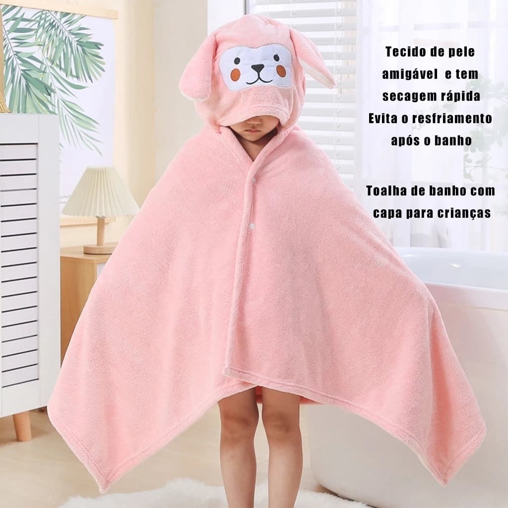 Toalha Banho Infantil  NOVO MODELO AVELUDADA MAIS GROSSA de BOTÕES e MAIOR com Capuz Orelhinhas Algodão Macio Ref: YB007