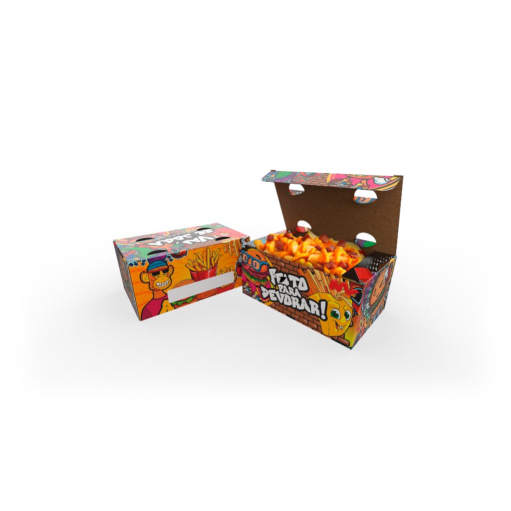 100 Caixa Box Delivery Porção Batata frita Individual Al-g14