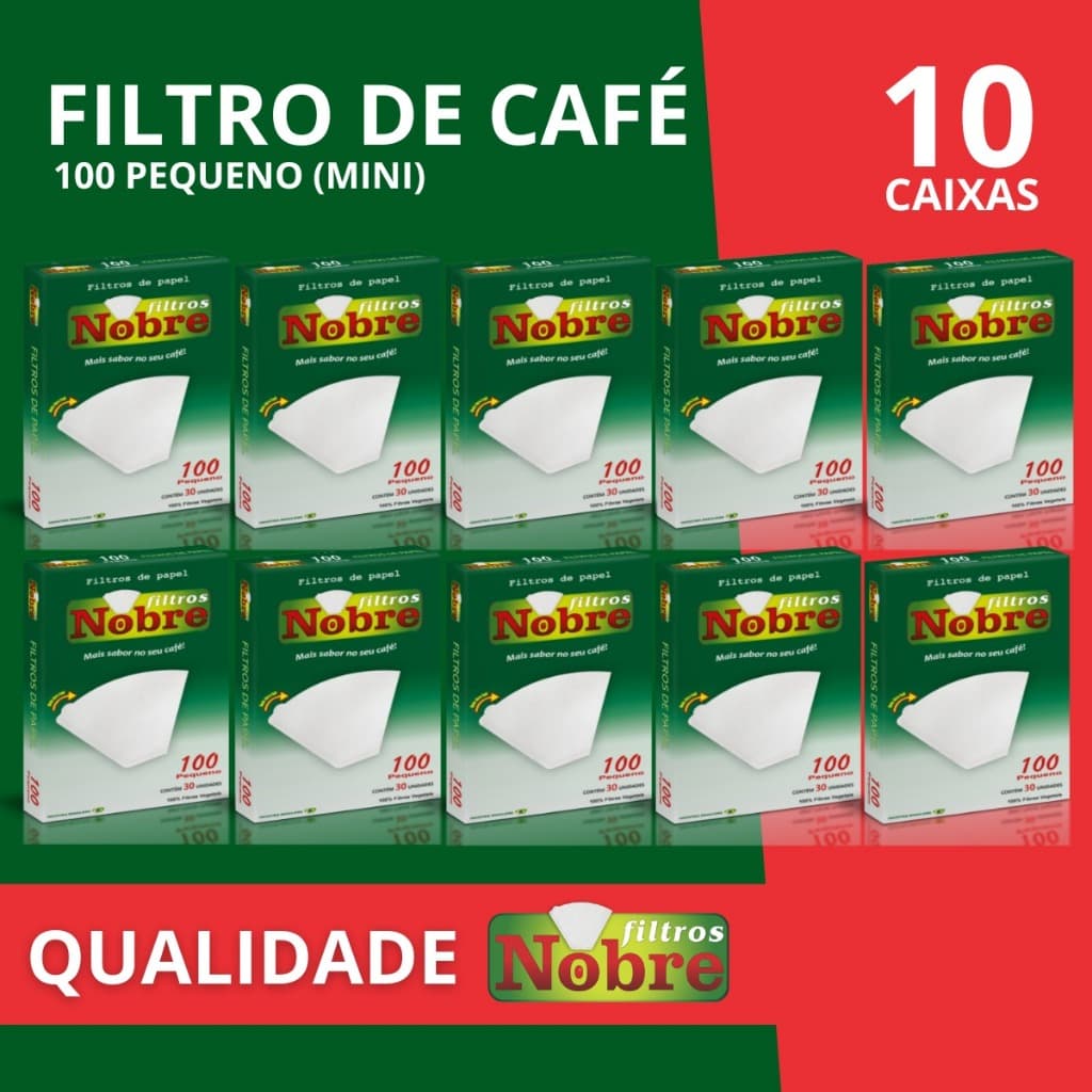 Kit 10 Cartuchos Filtro Café Papel 100 Pequeno com 30 Filtros Cada Qualidade NOBRE