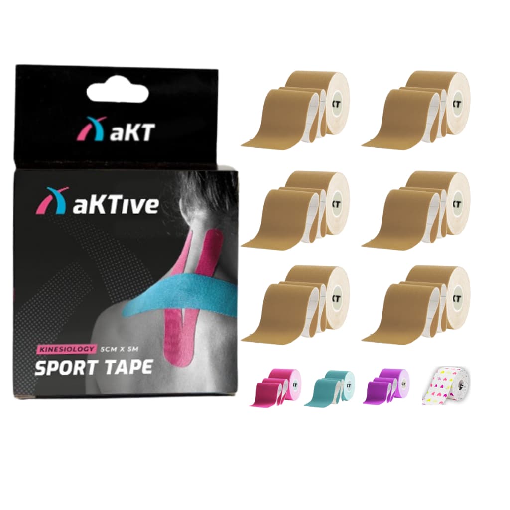 Kit 6 Bandagem Elástica Aktive Tape Taping Fita Kinesio Original Pós Cirurgia Pós Parto
