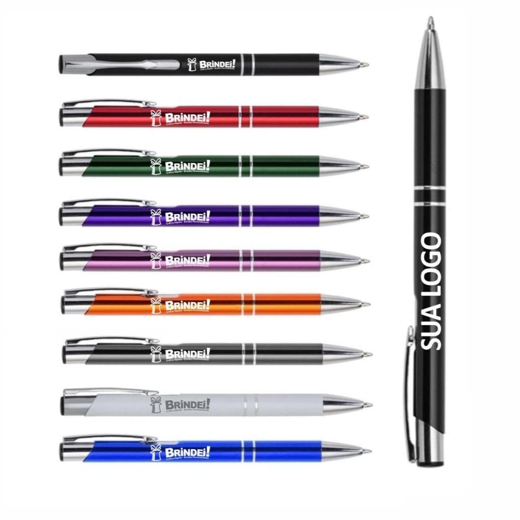 Kit 1/5/10/15 Canetas Premium Metal Personalizadas Laser