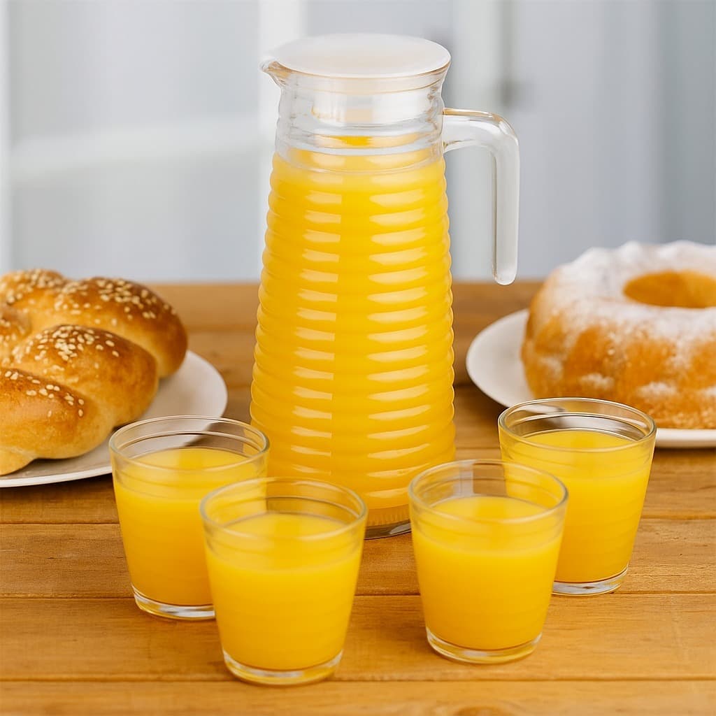 Conjunto Jarra de Vidro com tampa - 800ml com 4 Copos 200ml