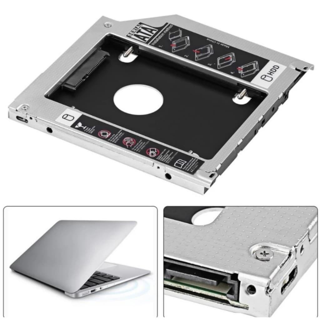 Adaptador Case Caddy 9,5mm 12,7mm para HD SSD 2.5” SATA  Gaveta para Notebook