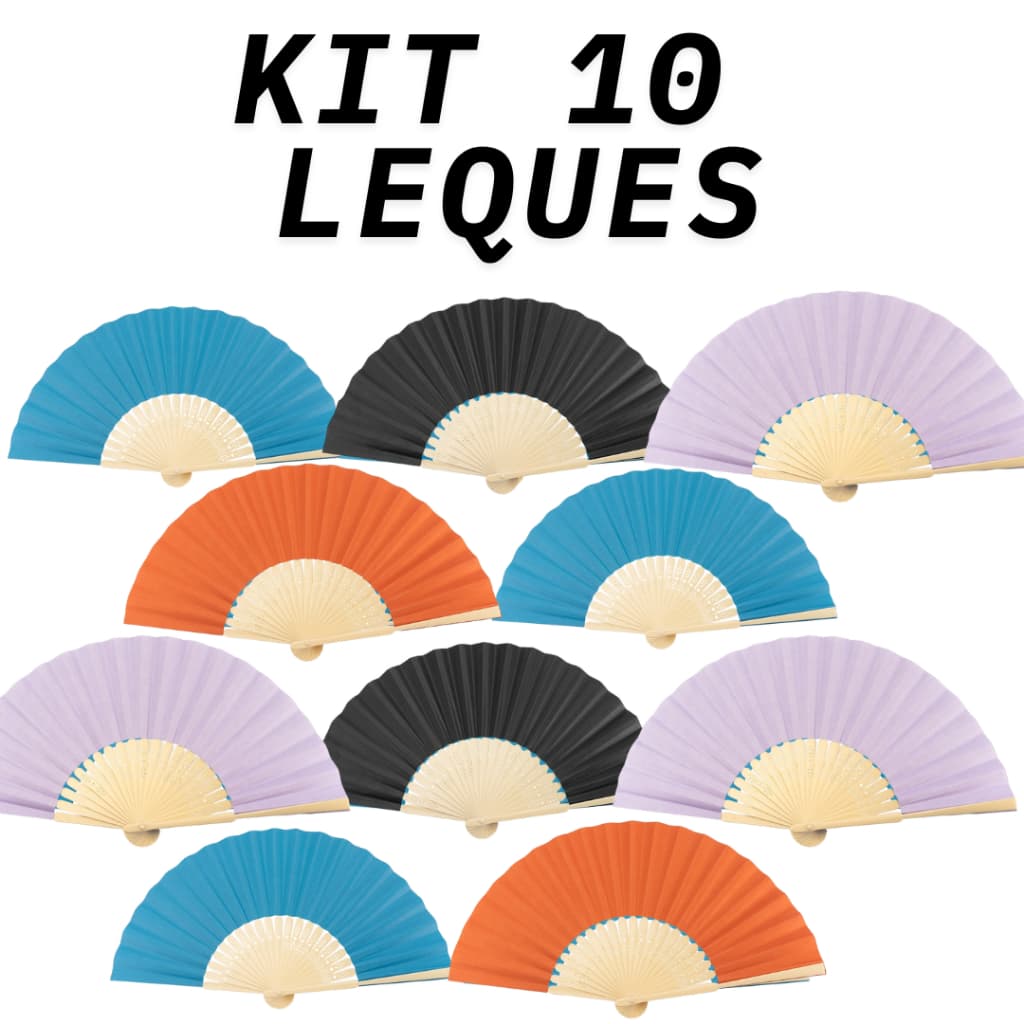 Kit 10 Leques De Papel Bambu Lembrancinha Enfeite Elegante