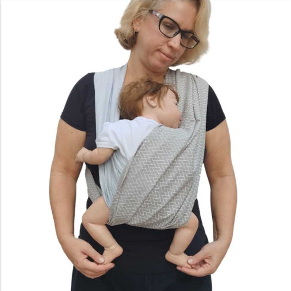 WrapSling de Vestir - FastSling de Vestir Baby Sling PiêPaô Tijolinho Cinza + Cinza Claro