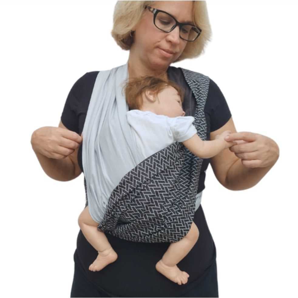 Wrap Sling de Vestir - FastSling de Vestir Baby Sling PiêPaô Tijolinho Preto + Cinza Claro