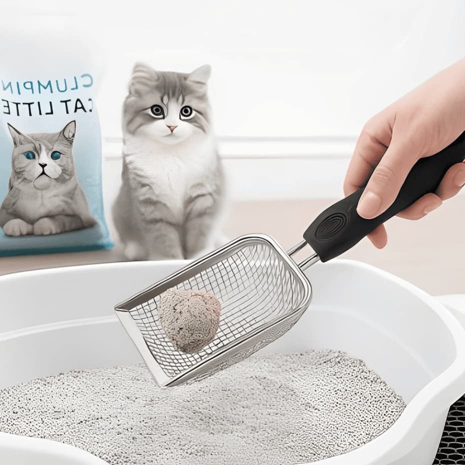 Pá Higiênica Pazinha Inox Limpeza Caixa de Areia Gatos Pets Reptéis Cabo Ergonômico Peneira Fina 3mm
