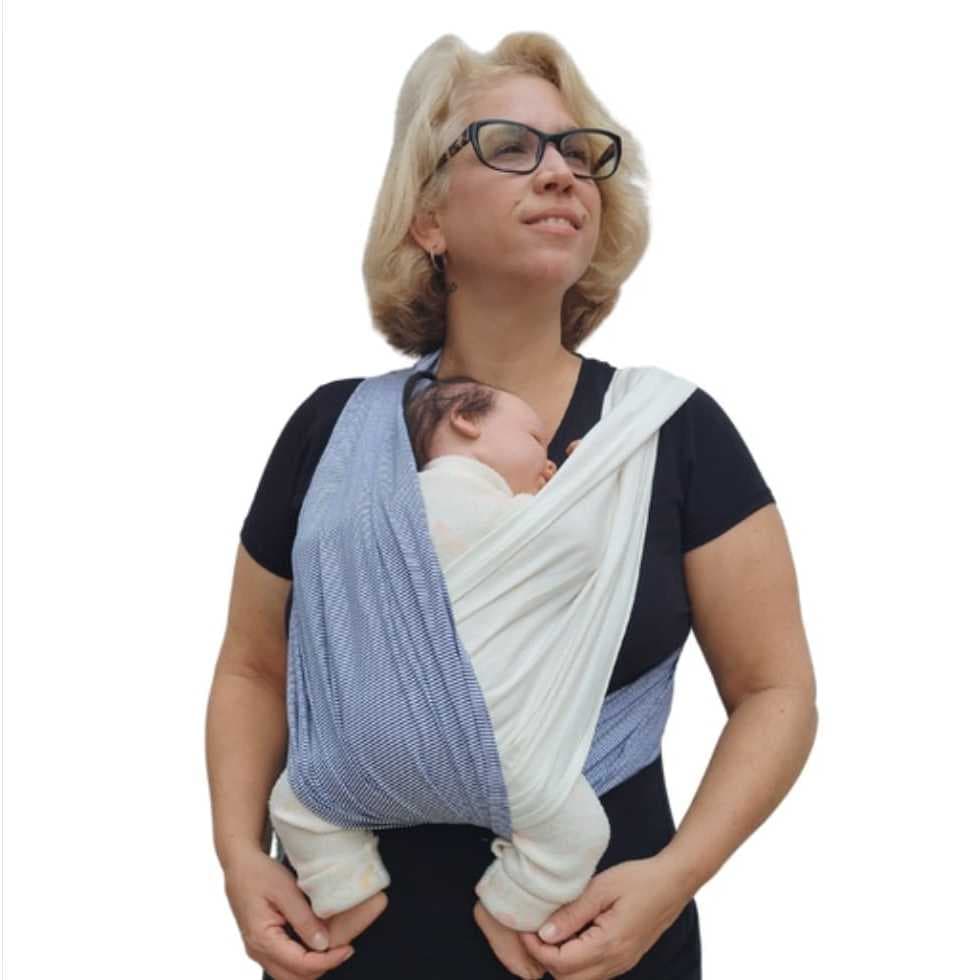 Wrap Sling de Vestir - FastSling de Vestir PiêPaô Sling Listras + Marfim/Creme