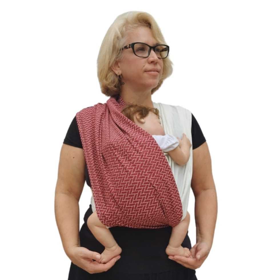 Carregador de Bebê Fast Sling WrapSling Sling de Vestir Baby Sling Canguru PiêPaô Cereja + Marfim